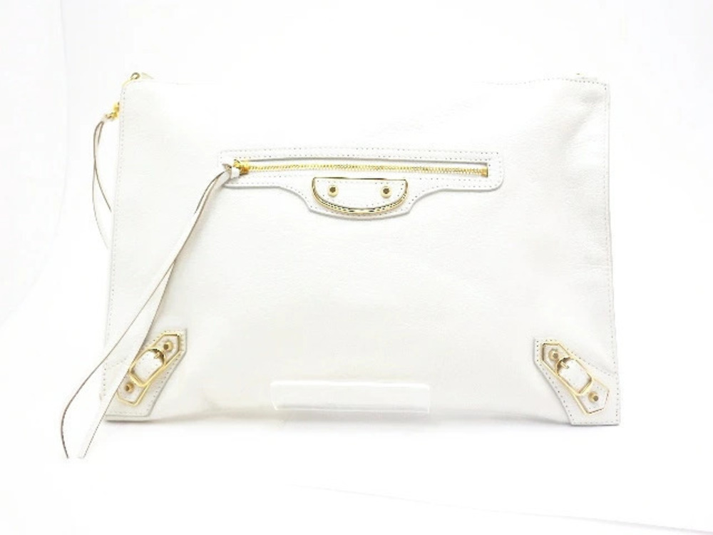 Balenciaga Clutch Bag Calfskin White